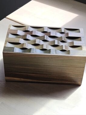 Source Unknown Carved Wood Wave Jewelry Box - Brown